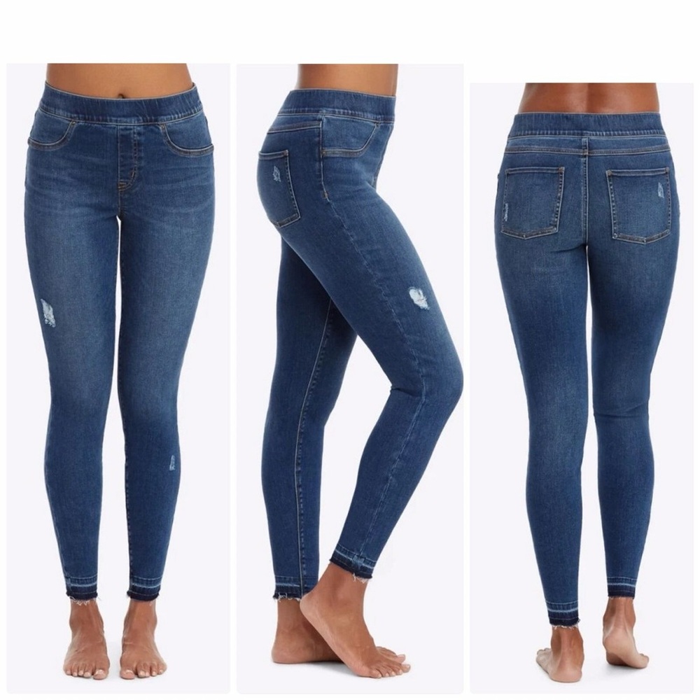 SPANX distressed blue legging pants size L